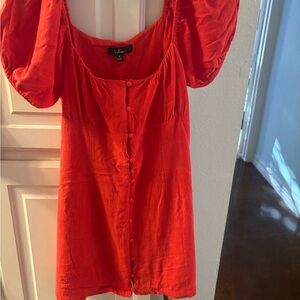 Lulu's Vibrant Red Button-Down Blouse